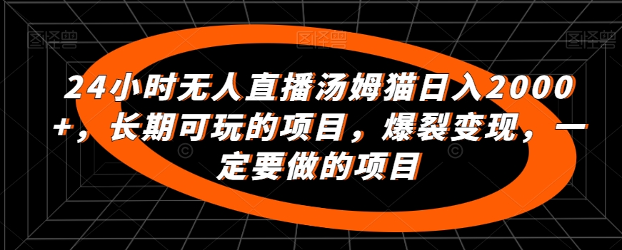24小时无人直播汤姆猫日入2000+，长期可玩的项目，爆裂变现，一定要做的项目【揭秘】-晟哥学社资源库