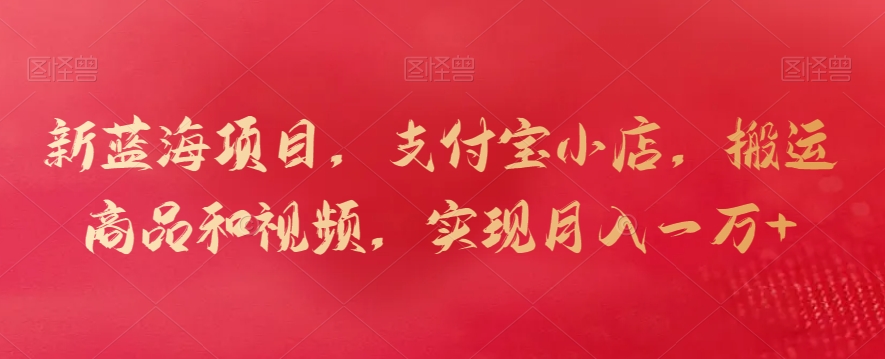 新蓝海项目，支付宝小店，搬运商品和视频，实现月入一万+【揭秘】-晟哥学社资源库