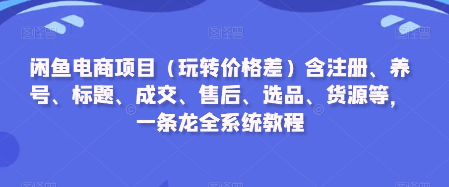 闲鱼电商项目（玩转价格差）含注册、养号、标题、成交、售后、选品、货源等，一条龙全系统教程-晟哥学社资源库