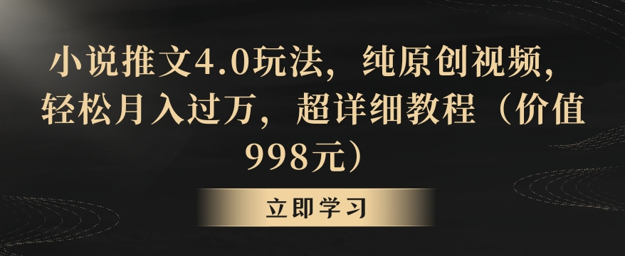 小说推文4.0玩法，纯原创视频，轻松月入过万，超详细教程（价值998元）【揭秘】-晟哥学社资源库