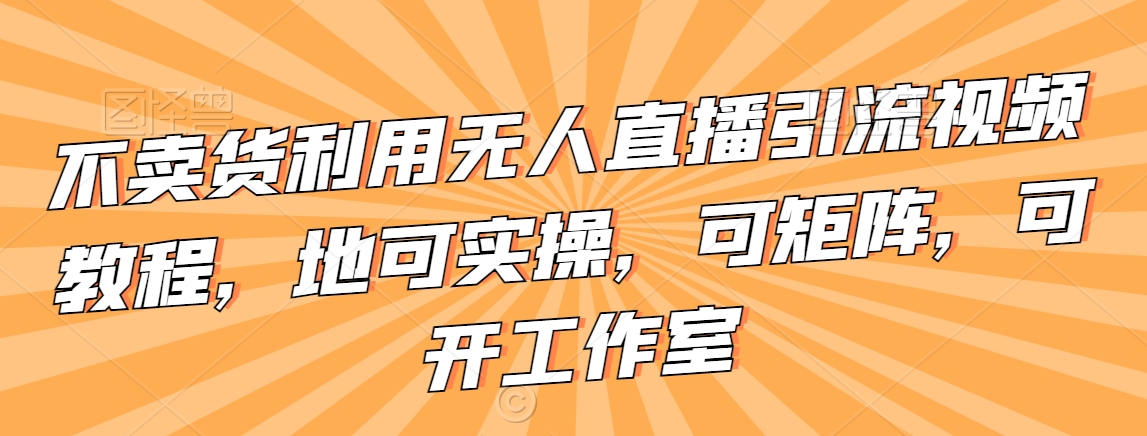 不卖货利用无人直播引流视频教程，地可实操，可矩阵，可开工作室【揭秘】-晟哥学社资源库