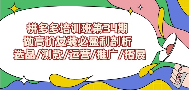 拼多多培训班第34期：做高价女装必盈利剖析选品/测款/运营/推广/拓展-晟哥学社资源库