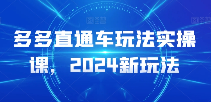 多多直通车玩法实操课，2024新玩法-晟哥学社资源库