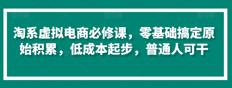 淘系虚拟电商必修课，零基础搞定原始积累，低成本起步，普通人可干-晟哥学社资源库