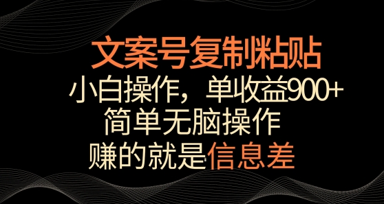 文案号掘金，简单复制粘贴，小白操作，单作品收益900+【揭秘】-晟哥学社资源库