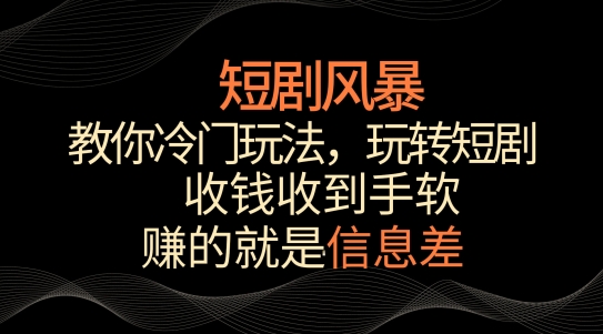 短剧风暴，教你冷门玩法，玩转短剧，收钱收到手软【揭秘】-晟哥学社资源库
