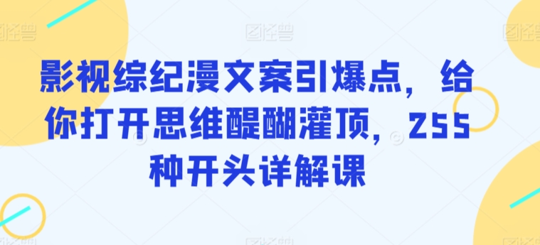 影视综纪漫文案引爆点，给你打开思维醍醐灌顶，255种开头详解课-晟哥学社资源库