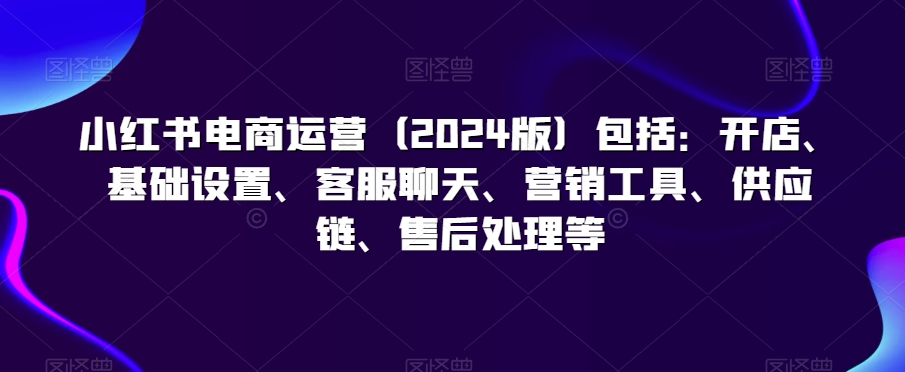 小红书电商运营（2024版）包括：开店、基础设置、客服聊天、营销工具、供应链、售后处理等-晟哥学社资源库