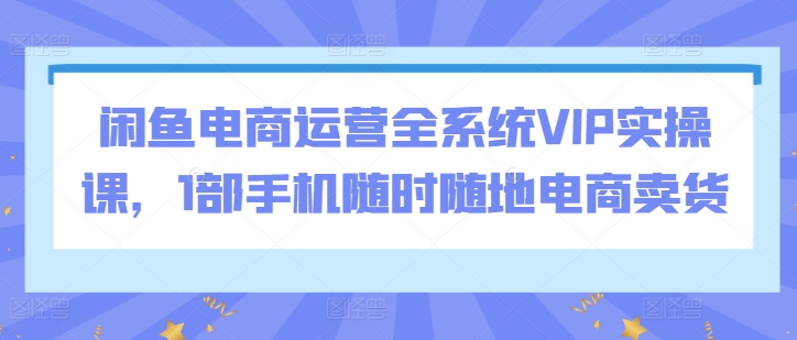 闲鱼电商运营全系统VIP实操课，1部手机随时随地电商卖货-晟哥学社资源库