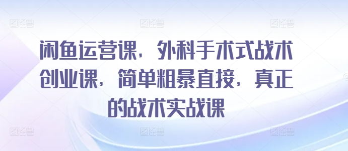 闲鱼运营课，外科手术式战术创业课，简单粗暴直接，真正的战术实战课-晟哥学社资源库