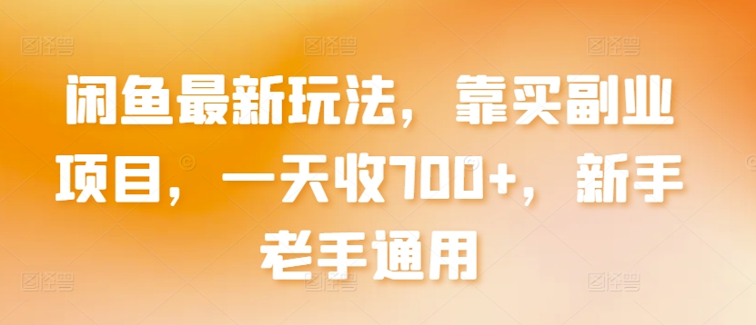 闲鱼最新玩法，靠买副业项目，一天收700+，新手老手通用【揭秘】-晟哥学社资源库