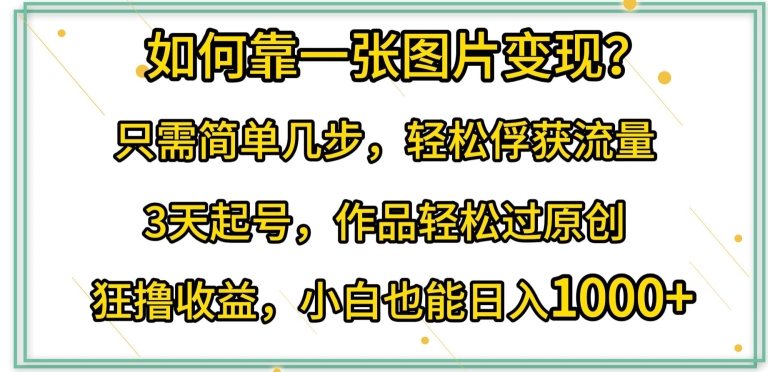 如何靠一张图片变现?只需简单几步，轻松俘获流量，3天起号，作品轻松过原创【揭秘】-晟哥学社资源库