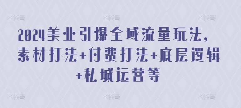 2024美业引爆全域流量玩法，素材打法 付费打法 底层逻辑 私城运营等-晟哥学社资源库