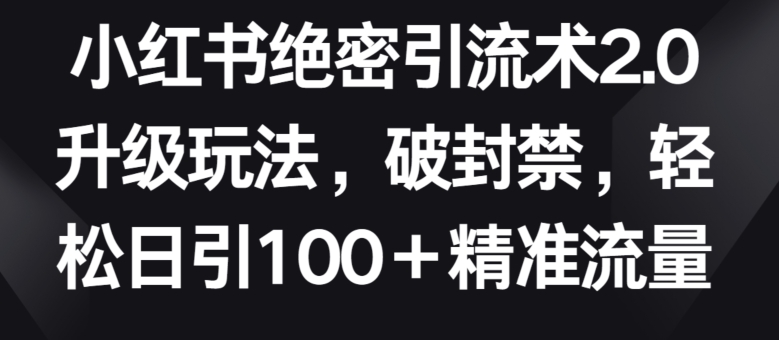 小红书绝密引流术2.0升级玩法，破封禁，轻松日引100+精准流量【揭秘】-晟哥学社资源库