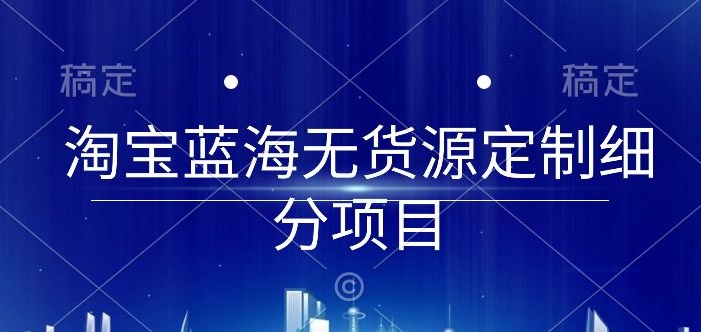 淘宝蓝海无货源定制细分项目，从0到起店实操全流程【揭秘】-晟哥学社资源库