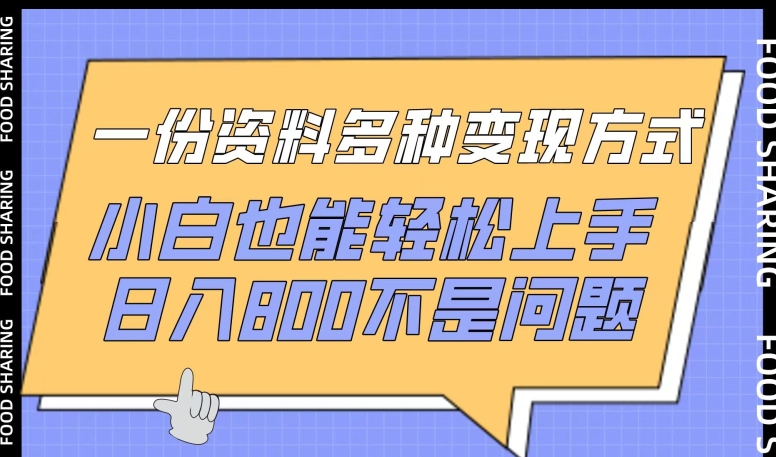 一份资料多种变现方式，小白也能轻松上手，日入800不是问题【揭秘】-晟哥学社资源库