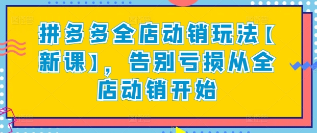 拼多多全店动销玩法【新课】，告别亏损从全店动销开始-晟哥学社资源库