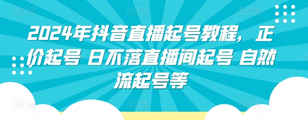 2024年抖音直播起号教程，正价起号 日不落直播间起号 自然流起号等-晟哥学社资源库