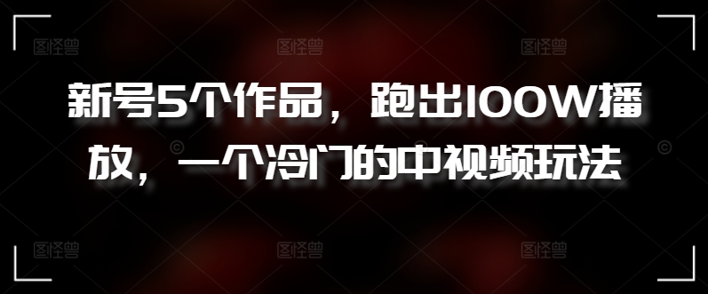 新号5个作品，跑出100W播放，一个冷门的中视频玩法【揭秘】-晟哥学社资源库