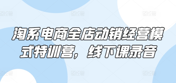 淘系电商全店动销经营模式特训营，线下课录音-晟哥学社资源库