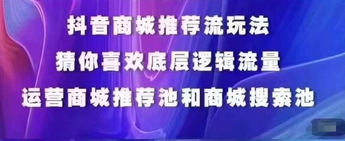 抖音商城运营课程，猜你喜欢入池商城搜索商城推荐人群标签覆盖-晟哥学社资源库