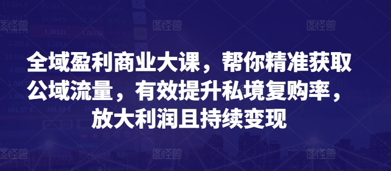 全域盈利商业大课，帮你精准获取公域流量，有效提升私境复购率，放大利润且持续变现-晟哥学社资源库