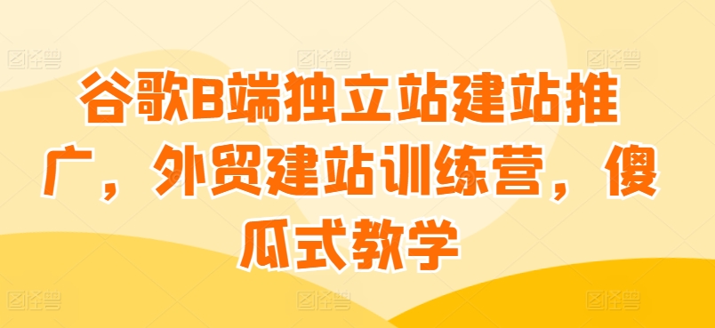 谷歌B端独立站建站推广，外贸建站训练营，傻瓜式教学-晟哥学社资源库
