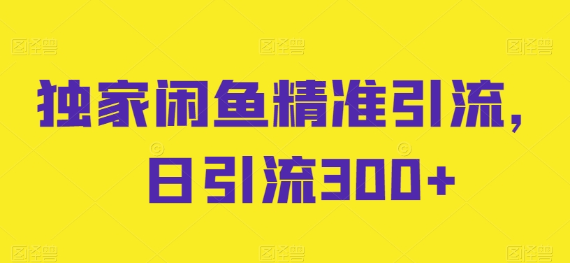 独家闲鱼精准引流，日引流300+【揭秘】-晟哥学社资源库