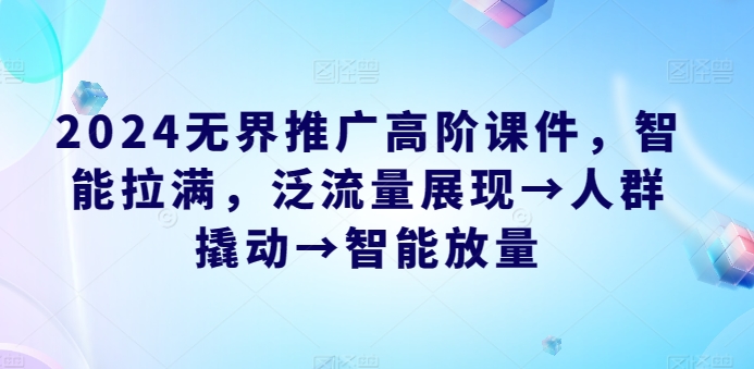 2024无界推广高阶课件，智能拉满，泛流量展现→人群撬动→智能放量-晟哥学社资源库