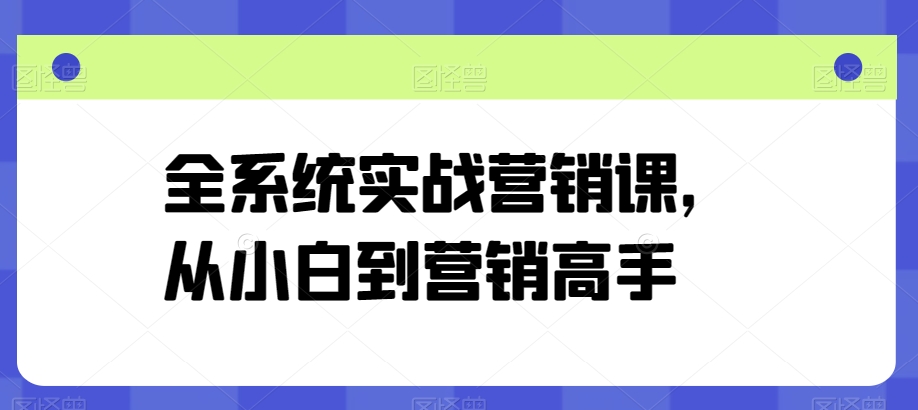 全系统实战营销课，从小白到营销高手-晟哥学社资源库