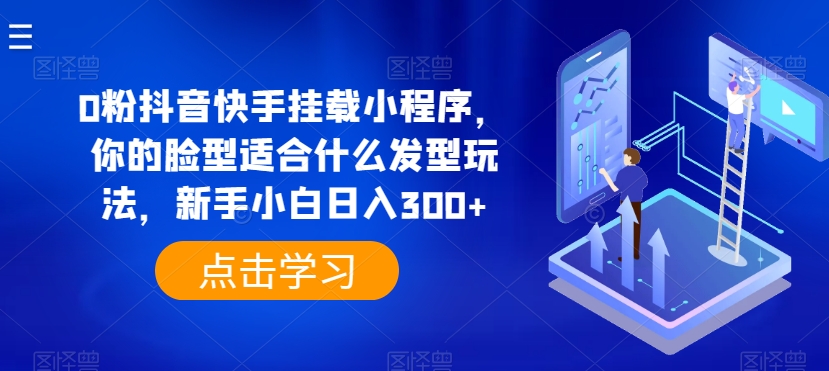 0粉抖音快手挂载小程序，你的脸型适合什么发型玩法，新手小白日入300+【揭秘】-晟哥学社资源库