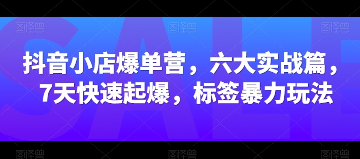 抖音小店爆单营，六大实战篇，7天快速起爆，标签暴力玩法-晟哥学社资源库