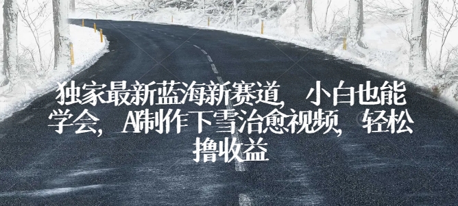 独家最新蓝海新赛道，小白也能学会，AI制作下雪治愈视频，轻松撸收益【揭秘】-晟哥学社资源库