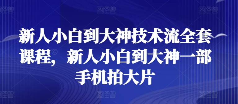 新人小白到大神技术流全套课程，新人小白到大神一部手机拍大片-晟哥学社资源库