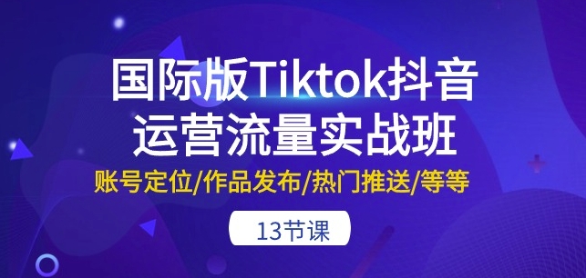 国际版Tiktok抖音运营流量实战班：账号定位/作品发布/热门推送/等等-13节-晟哥学社资源库
