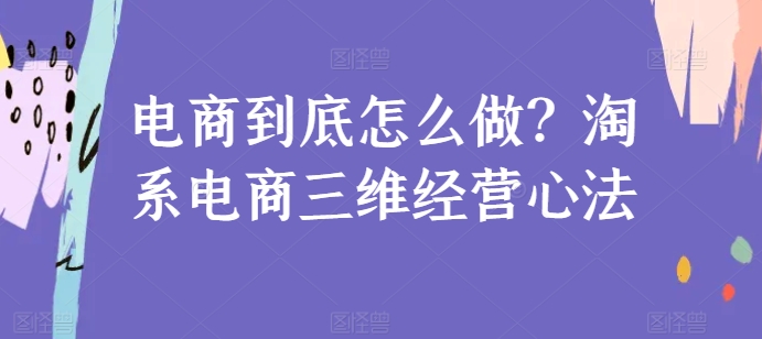 电商到底怎么做？淘系电商三维经营心法-晟哥学社资源库