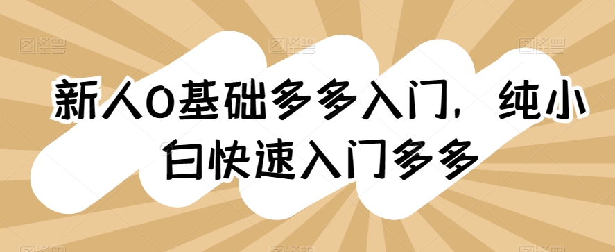 新人0基础多多入门，​纯小白快速入门多多-晟哥学社资源库