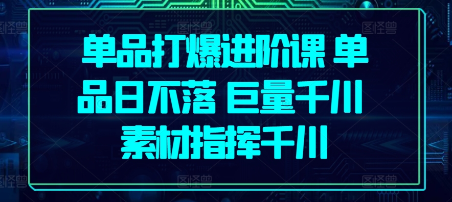 单品打爆进阶课 单品日不落 巨量千川 素材指挥千川-晟哥学社资源库