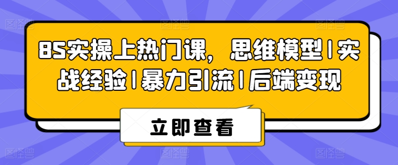 8S实操上热门课，思维模型|实战经验|暴力引流|后端变现-晟哥学社资源库
