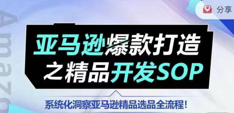 【训练营】亚马逊爆款打造之精品开发SOP，系统化洞察亚马逊精品选品全流程-晟哥学社资源库