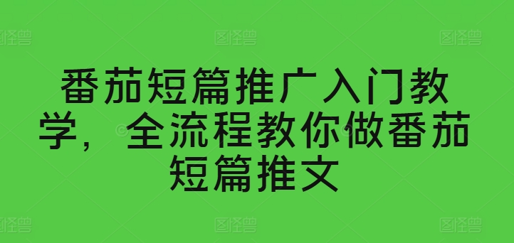 番茄短篇推广入门教学，全流程教你做番茄短篇推文-晟哥学社资源库