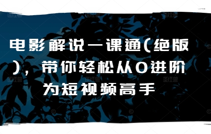 电影解说一课通(绝版)，带你轻松从0进阶为短视频高手-晟哥学社资源库