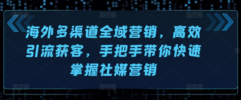 海外多渠道全域营销，高效引流获客，手把手带你快速掌握社媒营销-晟哥学社资源库