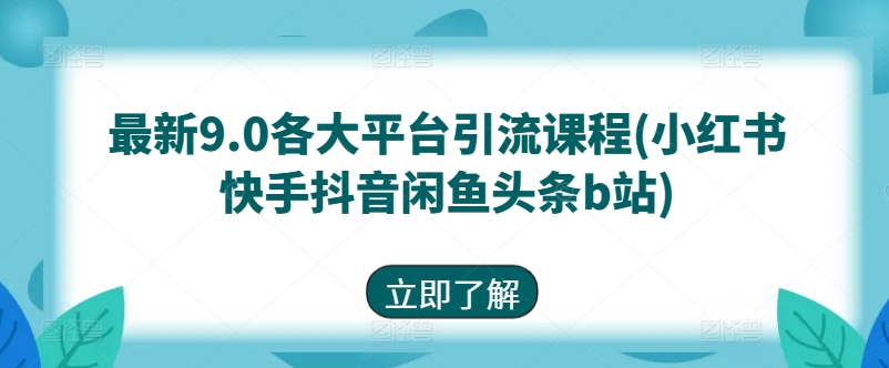 最新9.0各大平台引流课程(小红书快手抖音闲鱼头条b站)-晟哥学社资源库
