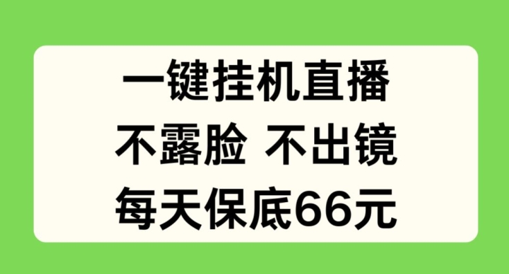 一键挂JI直播，不露脸不出境，每天保底66元【揭秘】-晟哥学社资源库
