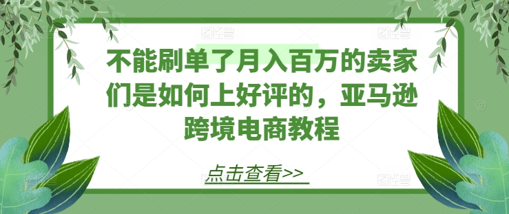 不能刷单了月入百万的卖家们是如何上好评的，亚马逊跨境电商教程-晟哥学社资源库