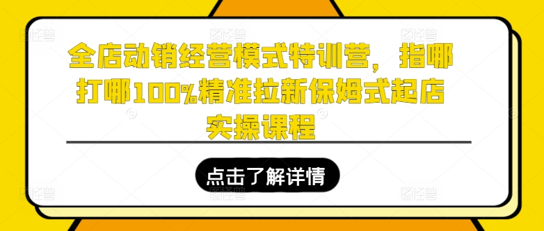 全店动销经营模式特训营，指哪打哪100%精准拉新保姆式起店实操课程-晟哥学社资源库