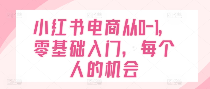 小红书电商从0-1，零基础入门，每个人的机会-晟哥学社资源库