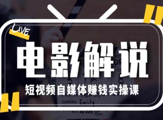 电影解说短视频自媒体赚钱实操课，教你做电影解说短视频，月赚1万-晟哥学社资源库