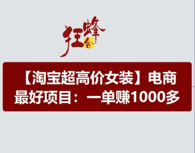 淘宝超高价女装项目，电商最好赛道，一单赚1000多-晟哥学社资源库